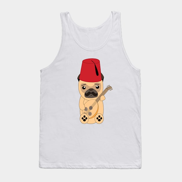 Pug dog playing Oud - Middle Eastern musical instrument Tank Top by Ralph Hovsepian